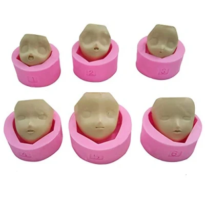 Imagen de WonDerfulC moldes de silicona para cabeza humana fondant, muñeca, hacer pasteles, arcilla, resina, jabón, 6 unidades