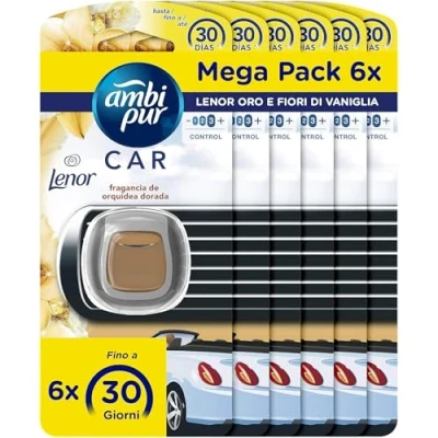 Imagen de Ambi Pur Ambientador para coche, 6 ambientadores fragancia océano, elimina olores, hasta 30 días de perfume desodorante, fácil enganchar