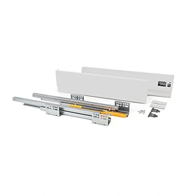 Imagen de EMUCA Kit de cajón para Cocina o baño con guias extracción Total y Cierre Suave, Altura 138mm Profundidad 350mm, Blanco