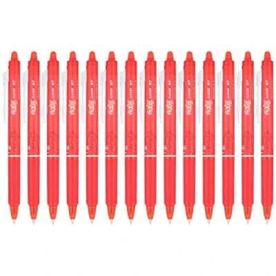 Imagen de Pilot, FriXion Clicker Bolígrafos de gel borrables, punta fina 0,7 mm, 14 unidades, color rojo