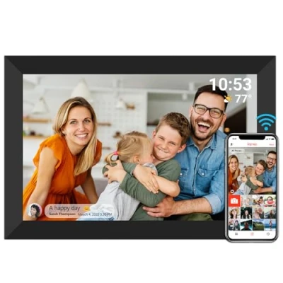 Imagen de FRAMEO Marco de Fotos Digital con WiFi 10.1 Pulgadas, Pantalla táctil LCD IPS 1280x800, rotación automática Memoria integrada 16 GB, comparte Momentos al Instante