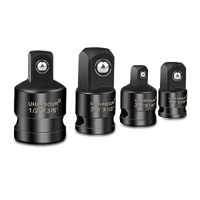 Imagen de UHARBOUR Adaptador Carraca, 3/8 a 1/2, 1/2 3/8, 1/4 1/4, 4 Piezas Juego de Adaptadores para Llaves Impacto, Llave Carraca