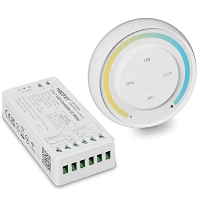 Imagen de PAUTIX Kit de Controladores LED monocolor+CCT,Mando a distancia inalámbrico 2.4GRF,Controlador/dimmer 2 en 1 para tira 2835/COB/CCT con mando blanco,12 24V 144W 288W(sin batería)