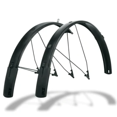 Imagen de SKS Germany BLUEMELS Style 27,5&quot; 29&quot; 65MM Set Juego de Guardabarros (Adaptador en V con Sistema Seguridad ESC, puntales Dobles estables U, sólida construcción sándwich), Negro