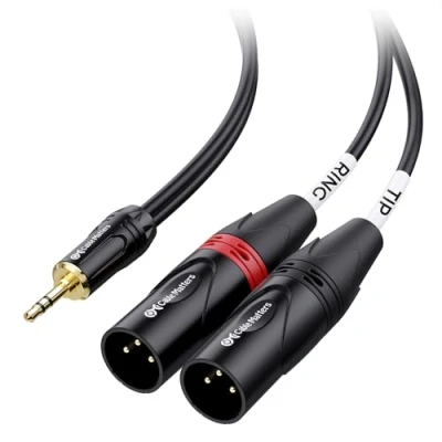 Imagen de Cable Matters 3,5mm TRS a 2 XLR 3 m, Auxiliar Macho de Doble