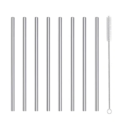 Imagen de Pajitas de cóctel cortas y pequeñas, reutilizables, acero inoxidable, con cepillo limpiador para cócteles, roca, ginebra, vidrio, café, vino, frasco, zumo frutas, plata, 8 unidades