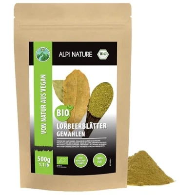 Imagen de hojas de laurel orgánico molidas, polvo orgánico, secas, cultivo controlado, 100% naturales, sin aditivos (500 GR)