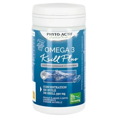 Imagen de PHYTO ACTIVO Omega 3 Krill + Funcionamiento normal del cerebro Ayuda al mantenimiento de la visión Contribuye a función cardíaca Refuerza ingesta 40 cápsulas