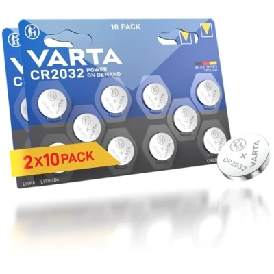 Imagen de Varta Pila de botón litio 3 V Electronics CR2032, paquete 20 unidades (10 blister con 2 cada uno)