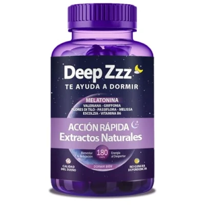 Imagen de Melatonina de Liberación Prolongada Pastillas Naturales Fuertes Para Dormir Bien Adultos Valeriana, Pasiflora y Griffonia Deep Zzz Sueño Profundo