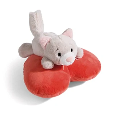 Imagen de NICI Love Gato Esponjoso Gris 13cm acostado en corazón sostenible Hecho de Suave Peluche, para Jugar y abrazar, niños Adultos, una Gran Idea Regalo (49404)