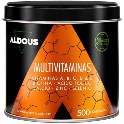 Imagen de Multivitaminas Hombre y Mujer 500 comprimidos + 1 año Multivitaminico: Vitamina C, D, E, A, Vitaminas B, Biotina, Acido Folico, Calcio, Zinc, Selenio Complejo Vitaminico Completo