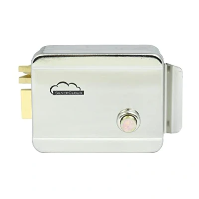 Imagen de Cerradura eléctrica con cilindro para Puerta SilverCloud YR300 Diestro, 12V, Normal Close Fail Secure, acero inoxidable, desbloquear el botón, Sistema de Control Acceso Entrada