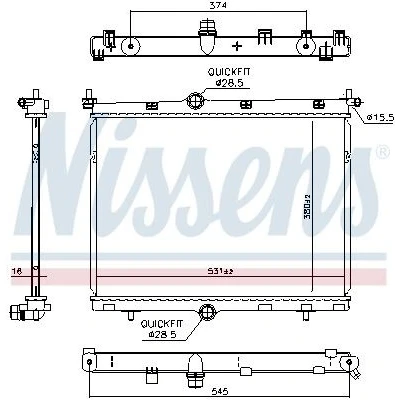 Imagen de NISSENS 607030 Radiador, refrigeración del motor Aluminio 380 531 16 Aletas soldadas DS: DS 3 Crossback, PEUGEOT: 2008 II