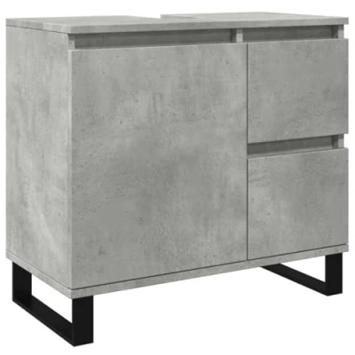 Imagen de vidaXL Mueble de Lavabo Madera ingeniería Gris hormigón 65x33x60 cm, Armario baño, lavamanos bajo