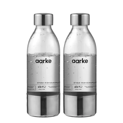 Imagen de aarke Paquete de 2 Botellas para Máquina Soda Carbonator 3, sin Contenido BPA, con Detalles en Acero (450ml)