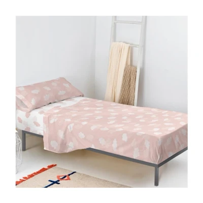 Imagen de happyfriday Clouds Juego de sábanas 2 Piezas Rosa Rosa, 160x270 cm (Cama 80/90), 100% Algodón, Calidad 150