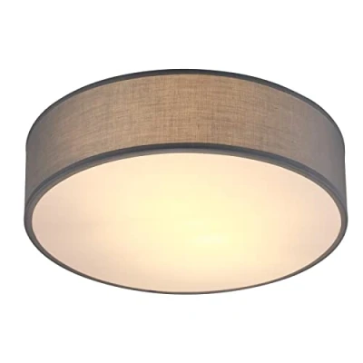 Imagen de Monzana Lámpara colgante de techo Ø38cm Aplique luz con pantalla tela Gris y Casquillo 2xE27