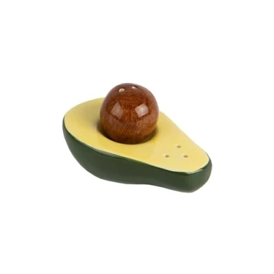 Imagen de Fisura Salero y pimentero original Set de sal pimienta para la mesa con forma divertida Juego cerámica. (Aguacate, Verde)