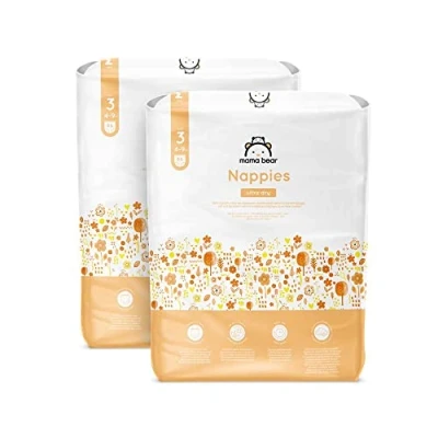 Imagen de Marca Amazon Mama Bear Pañales ultra secos Talla 3 (4 9 kg), Con canales, Bianco, 172 Unidad (2 Paquetes de 86) Nueva versión