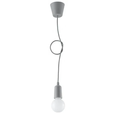 Imagen de SOLLUX Lámpara Colgante DIEGO Diseño Único sin Pantalla Iluminación Minimalista LED Bombilla Única Gris