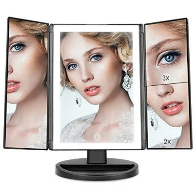 Imagen de WEILY Espejo de Maquillaje con Luz, Vanidad Triple Aumento 2X/3X, 36 Luces LED y Dos Modos Fuente Alimentación Cosmético