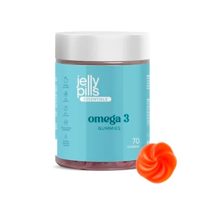 Imagen de Jelly Pills® Gominolas de Omega 3 concentrado (DHA + BCAA) y Vitaminas grupo B 70 Gummies Veganas sabor Naranja Sin azúcares añadidos Para Niños Adultos