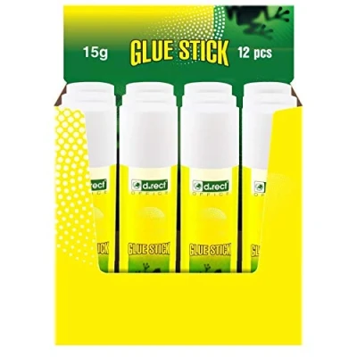 Imagen de D.RECT Set de 12 Pegamento Barra 15g Adhesiva Cola universal adhesión fuerte para: estuche, oficina, escolar transparente