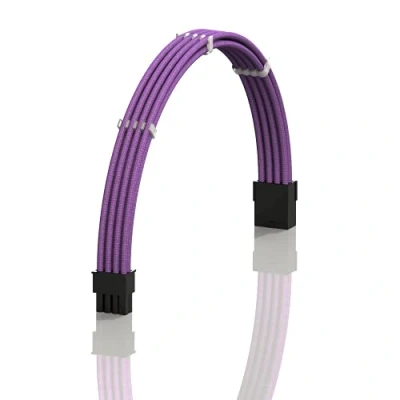 Imagen de LINKUP AVA 30cm 8 Pines (6+2) GPU PCI E Fuente de Alimentación PSU Cable Extensión PC Personalizado con Funda Trenzada y Peine┃Un Solo Paquete┃300mm Púrpura