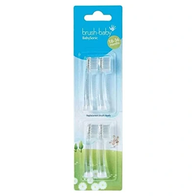 Imagen de Brush Baby Oficial Cabezales de repuesto Babysonic para cepillo dientes eléctrico (18 36 meses (paquete 4)