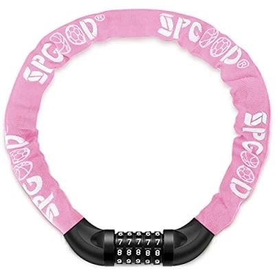 Imagen de SPGOOD Candado de Bicicleta antirrobo (14 Colores) combinación 5 dígitos Candado,Utilizado para Bicicletas, Motocicletas, Puertas(Rosa Claro)