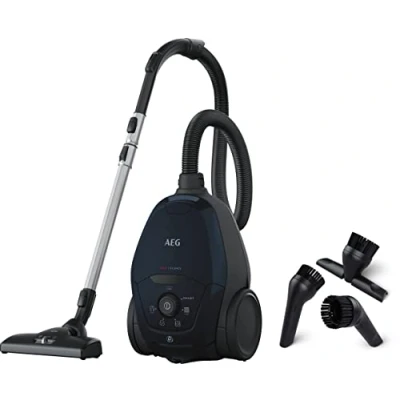 Imagen de AEG VX82 1 2ST Aspiradora de Trineo Con Bolsa, 600 W Potencia, Filtro Higiénico Lavable, Radio acción 12 m, Silencioso, 57dB Ruido, Cepillos Suelos Duros y Alfombras, Azul