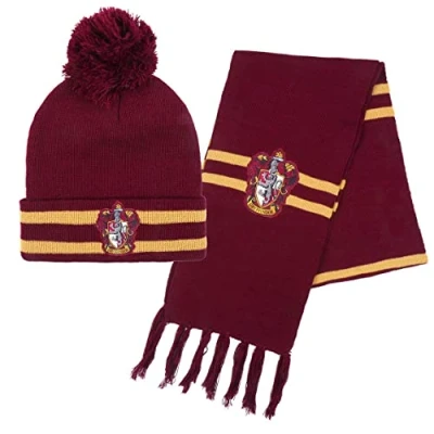 Imagen de Harry Potter Gorro y Bufanda, Conjunto de Invierno para Niños Adolescentes, Bufanda Hogwarts Gryffindor, Accesorios Rojo