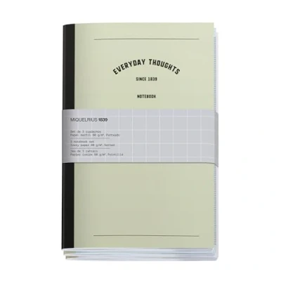 Imagen de Miquelrius Cuadernos A5 (140x 210 mm) cosidos, Pack de 3 libretas, Interior punteado, 32 Hojas 80 g/m² cada uno, Cubiertas cartoncillo textura, Colores pasteles, Colección Back2Basics