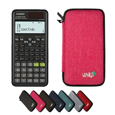 Imagen de CALCUSO Paquete económico: Calculadora Escolar técnico científica Casio FX 991 ES Plus 2 + Funda Protectora WYNGS Rosa Garantía ampliada by