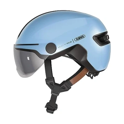 Imagen de ABUS casco urbano HUD y ACE elegante de bicicleta con visera luz LED trasera magnética recargable para hombre mujer azul, talla L