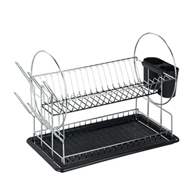 Imagen de Wenko escurreplatos Premium Duo, Talento organizativo, para la Cocina, con cubertero y escurreplatos, 52 x 36 24 cm, de Metal, Plata/Negro