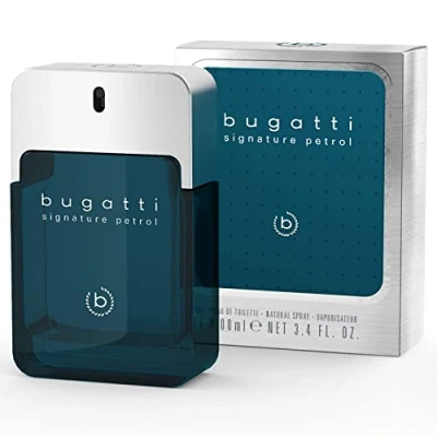 Imagen de bugatti Signature Petrol perfume para hombre, 100 ml, agua de colonia fresca con aroma cítrico acuático, hombre cualquier ocasión y ocasión, fresco, picante