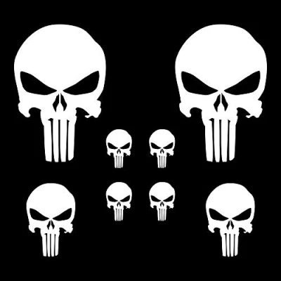 Imagen de Autodomy Pegatinas Calaveras Pack de 8 Unidades Coche Moto Exterior Vinilo Calavera Adhesivos para Casco (Blanco)