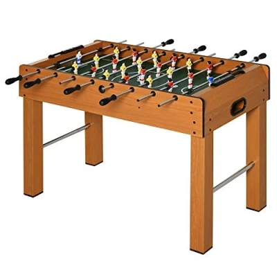 Imagen de HOMCOM Futbolín de Madera Profesional para Niños y Adultos Mesa con 8 Barras 2 Pelotas Casa o Salas Juego Fácil Montar 122x61x80,7 cm Natural