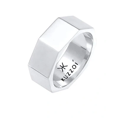 Imagen de Kuzzoi anillo para hombre de Plata ley 925, ancho (9 mm) en diseño hexágono, tendencia pulido liso, talla 60 66, 0609972220,