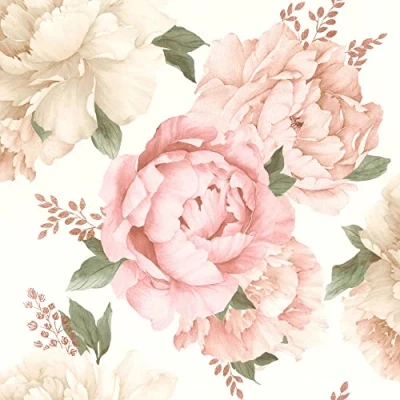 Imagen de Rasch Papel pintado 278705 con flores en rosa y beige delicado 10,05 m x 0,53 (largo ancho)