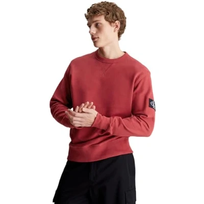 Imagen de Calvin Klein Jeans Sudadera sin Capucha para Hombre Badge Crew Neck, Rojo (Garnet), XXS