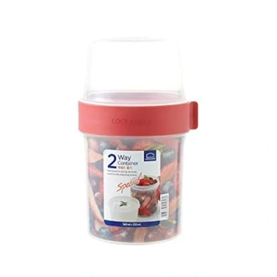 Imagen de LOCK &amp; Two Way Vaso de plástico para cereales Pequeña fiambrera con tapa rosca y dos recipientes 560 ml 310