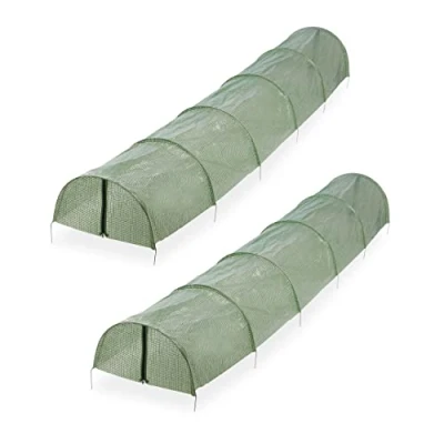 Imagen de Relaxdays Pack de 2 Invernaderos Túnel, 2,9m, Viveros Horizontales, Cubierta Plástico PE, Cremallera, para Huerto, Verde, Acero, 47 x 290 cm