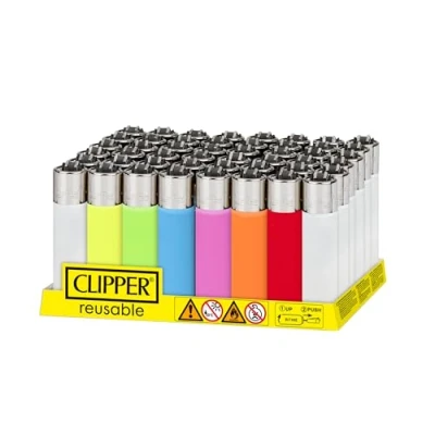 Imagen de Clipper Juego de 48 Mecheros Reusables en Colores Variados Translúcidos Encendedores Tamaño Grande CP11 Reutilizables con Nuestros Kits