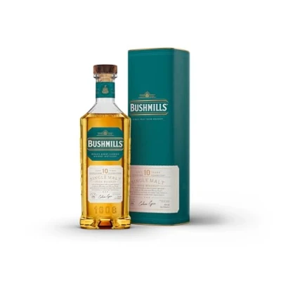 Imagen de Bushmills Whiskey Irlandés 10 años Single Malt Triple Destilado Whisky Premium Madurado en barrica de Bourbon y Bota Jerez según la tradición desde 1608 700ml 40º