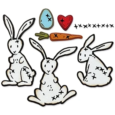 Imagen de Sizzix Juego de Troqueles Thinlits, Paquete 15 Unidades, Bunny Stitch Tim Holtz, 666293, Multi Colour, One Size