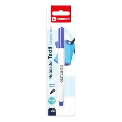 Imagen de Centauro Rotulador Textil Permanente, Azul, Punta Cónica 1mm, Perfecto para Personalizar Textiles, Ropa o Material Escolar de Niños