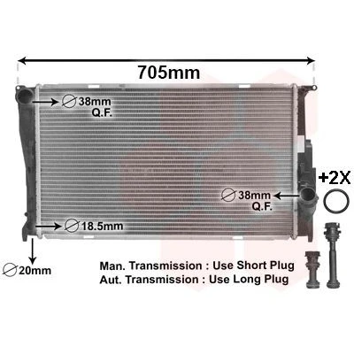 Imagen de VAN WEZEL 06002293 Radiador, refrigeración del motor Aluminio 600 345 30 *** IR PLUS con accesorios adaptador Aletas soldadas